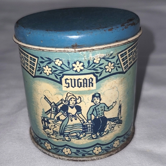 Vintage Wolverine Dollhouse Blue and Cream Sugar Tin - Picture 5 of 13